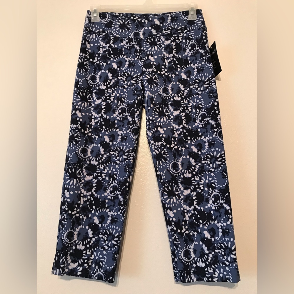 Zac & Rachel Blue & White Cropped Pull-on Pants Size 6 NWT